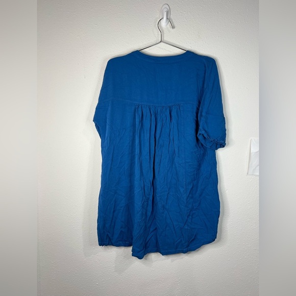 💙 Loose Fit Blue Babydoll Tunic Top - Flowy V-Neck Casual Blouse - Size Large 💙 - Picture 4 of 6